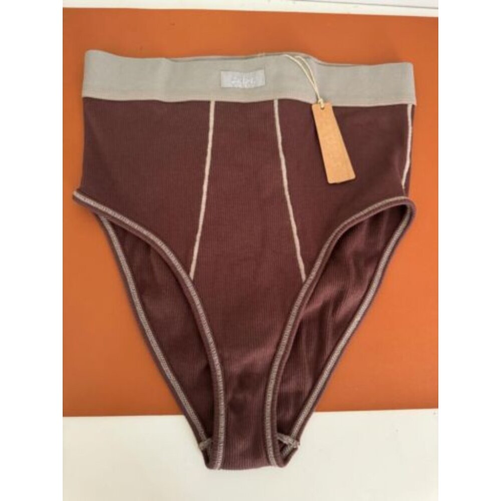 Skims Panties Women's Small Chocolate Cotton Rib Briefs High Rise new
